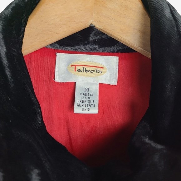 Talbot's Wool Coat Red With Black Velvet Trim Size 8 - Picture 8 of 8